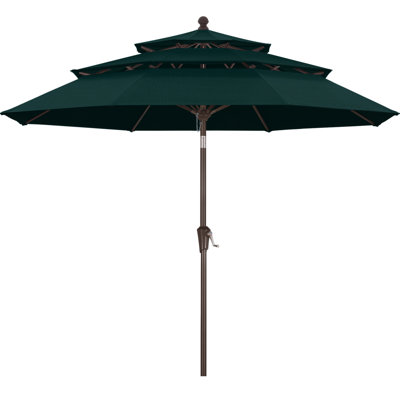 9' 3-Tier Olefin Market Umbrella with Tilt and Crank Lift
