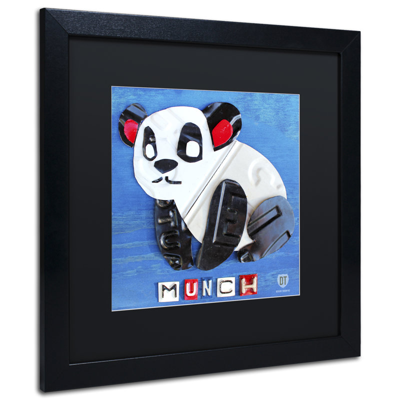 « munch it the panda », art encadré Trever, H 16 po x l 16 po x P 0,5 po