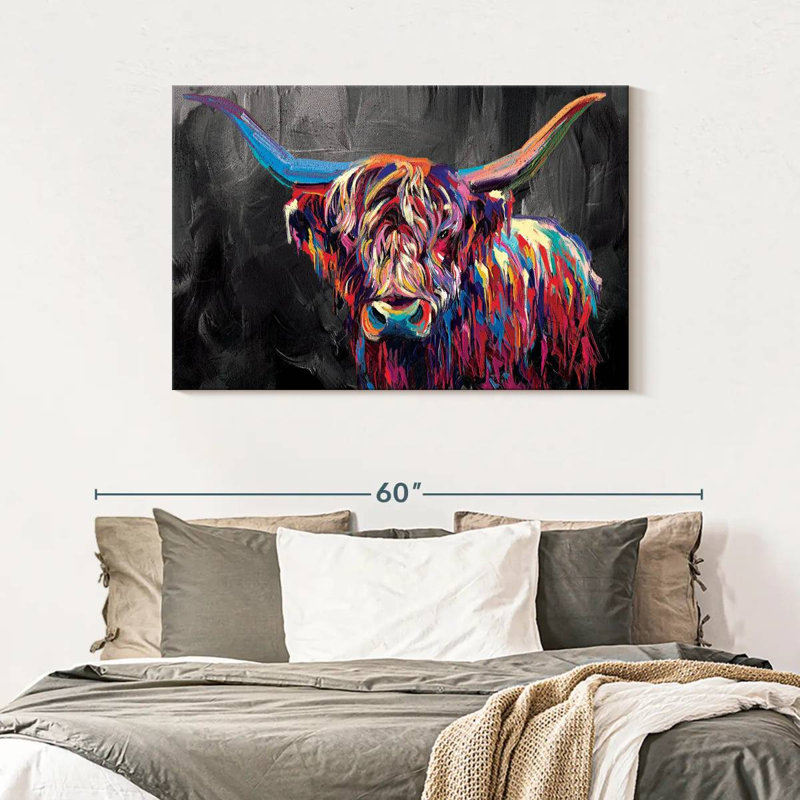 " Multi-Colored Cow " by Jude A, 30" H x 45" W x 1.25" D