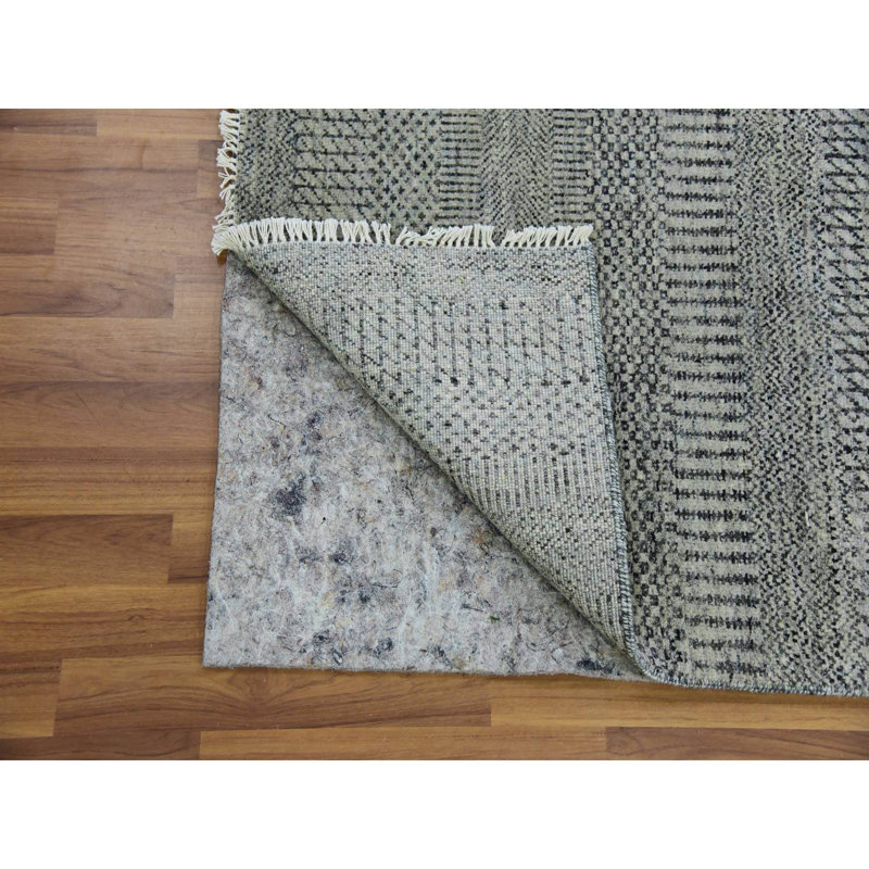Tapis de couloir gris en laine noué à la main 2 pi 8 po x 20 pi A6864BDE7F924E938171A1C2D7CA73CF