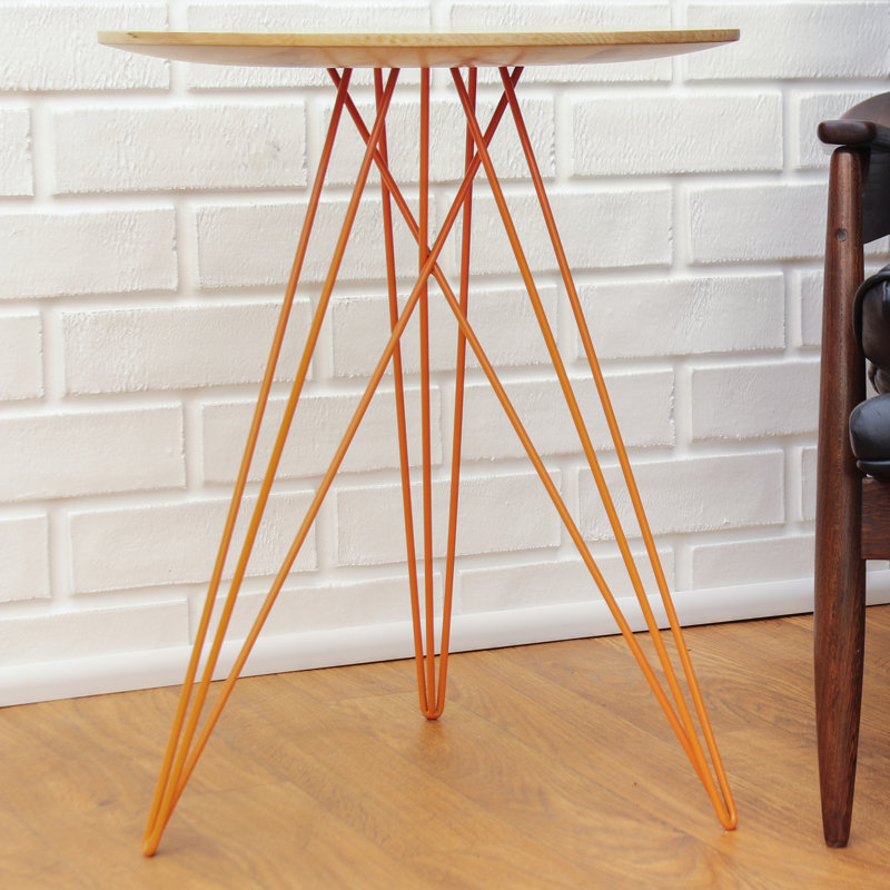 Hudson Solid Wood Top End Table, Maple, Orange