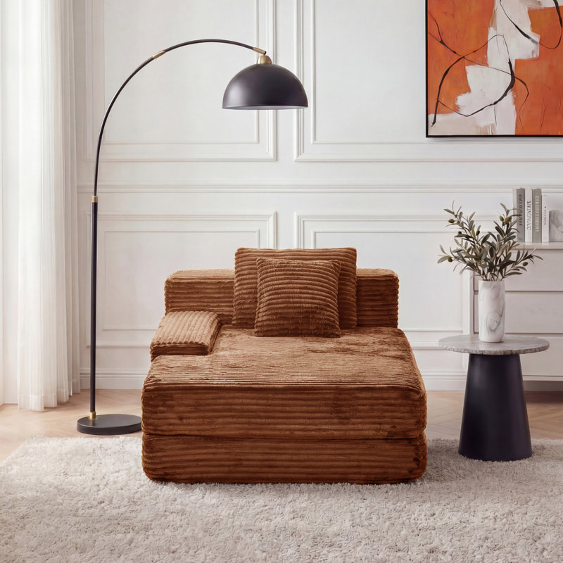 Très grande chaise longue d'intérieur Eliam, Brun