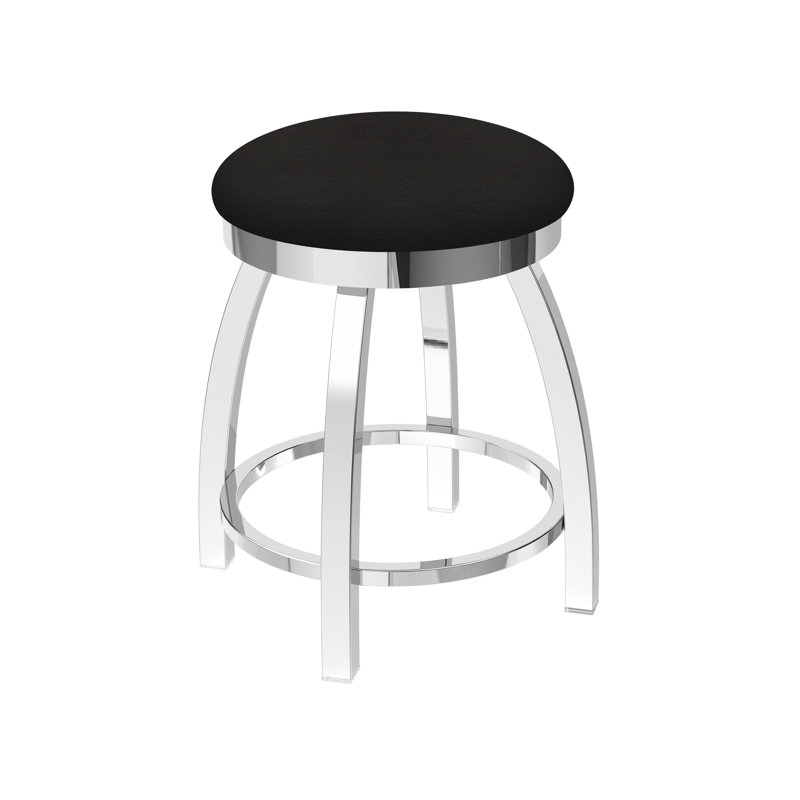 802 Misha Swivel Vanity Stool with Upholstered Seat, Chrome, Vinyl-Canter Espresso