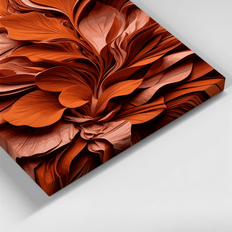 «Abstract Florals 96», art mural sur toile rouge, H 36 po x l 24 po