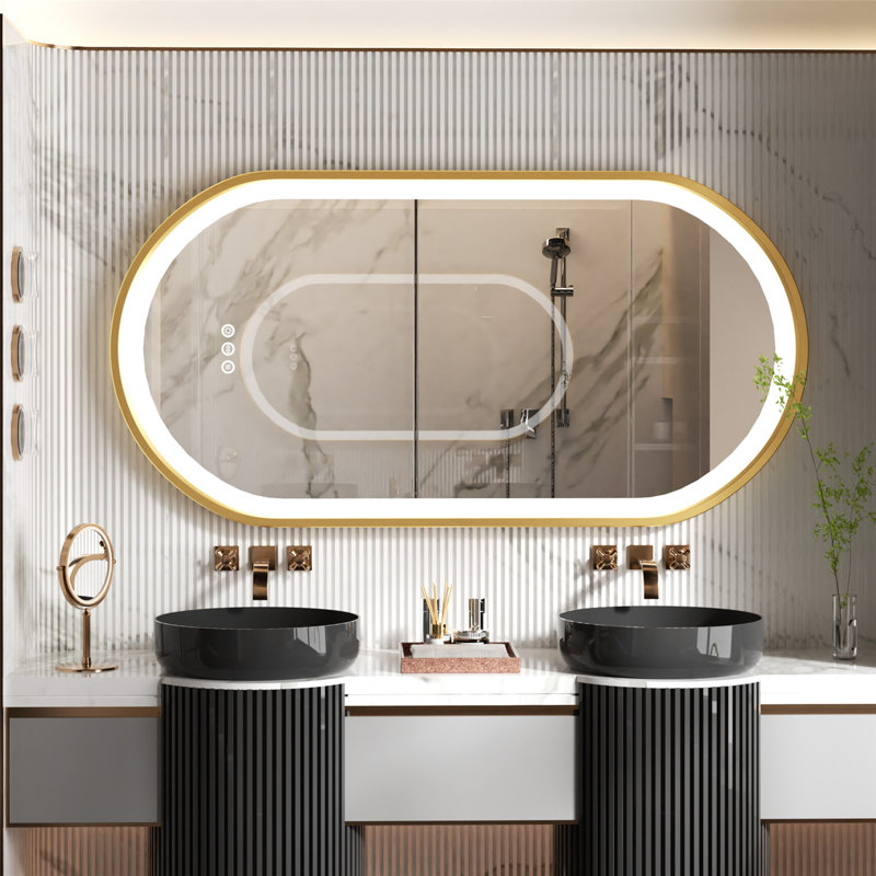 Aluminum Oval Wall Mirror, 47.2" x 24"