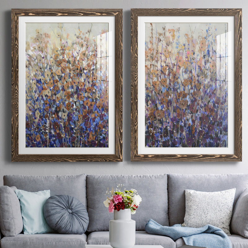 Fall Wildflowers I Premium encadré mat - prêt à être accroché, H 31,5 po x l 47 po x P 1 po, Cadre noyer