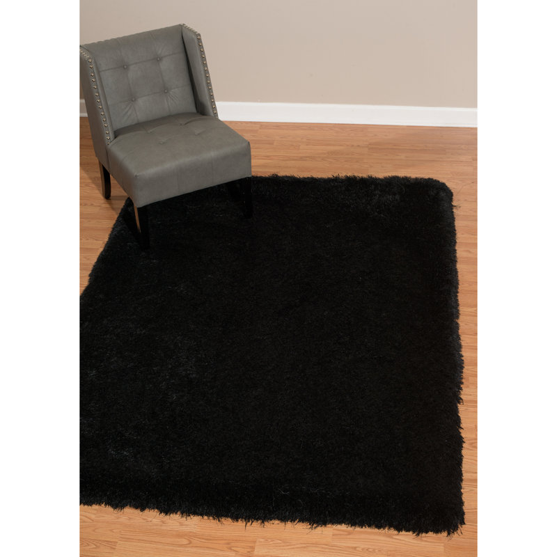 Tapis noir en polyester Kress, Rectangle 7 pi 10 po x 10 pi 6 po