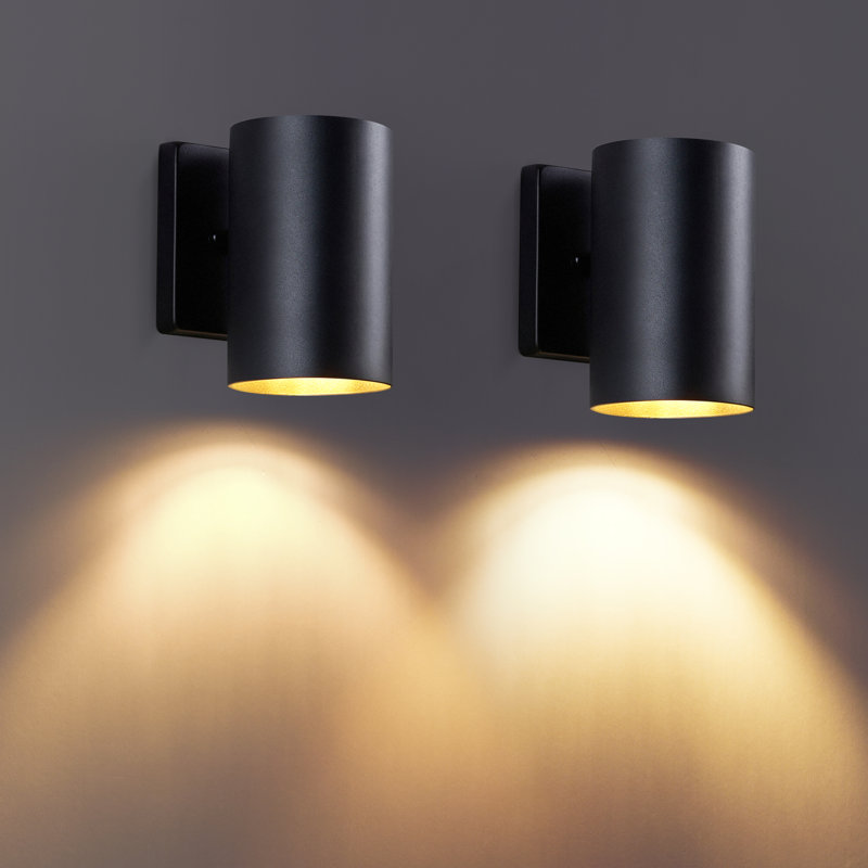 Luminaire mural d'extérieur moderne cylindrique E26 noir mat, lumière de porche imperméable, applique extérieure, pour patio, garage, porte