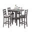 5-Piece Set Square Dining Table With Shelves Cushion Seat Ladder Back High Dining Chairs Solid Wood