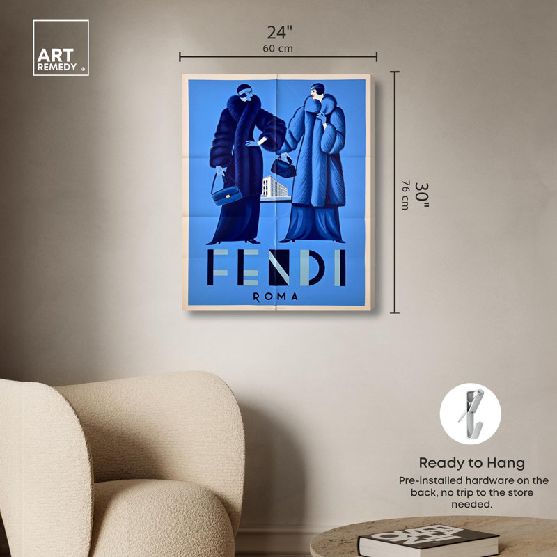 Impression rétro sur toile, élégance fourrure par Art Remedy, H 30 po x l 24 po, Toile tendue avec châssis
