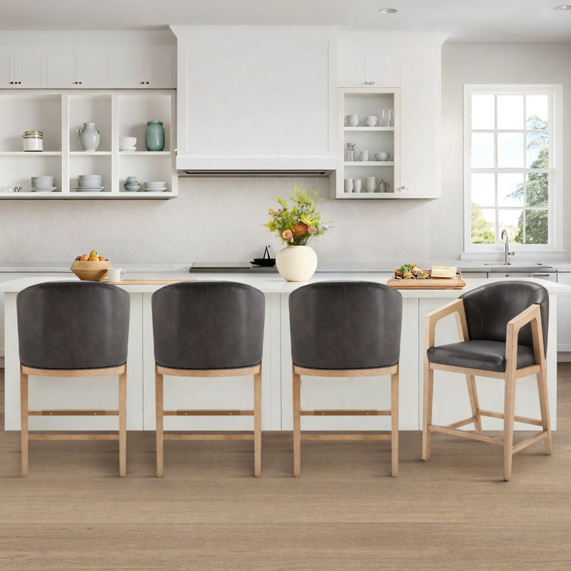 Tabouret de comptoir en similicuir Daina, Bison de Copley