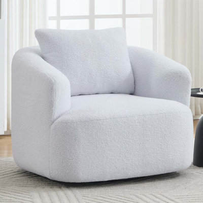 Teddy Fleece 360° Swivel Round Upholstered Comfy Chair