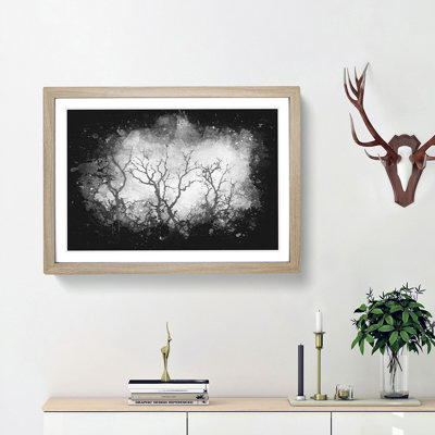 Bird In A Winter Tree Paint Splash - Framed Print