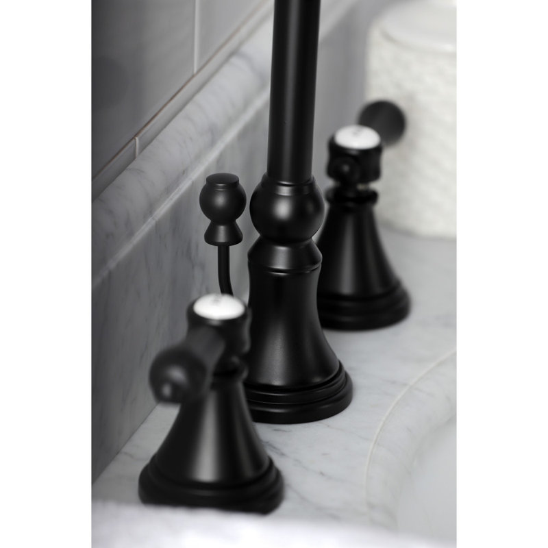Robinet de salle de bain espacé avec ensemble de bonde Heirloom, Noir mat