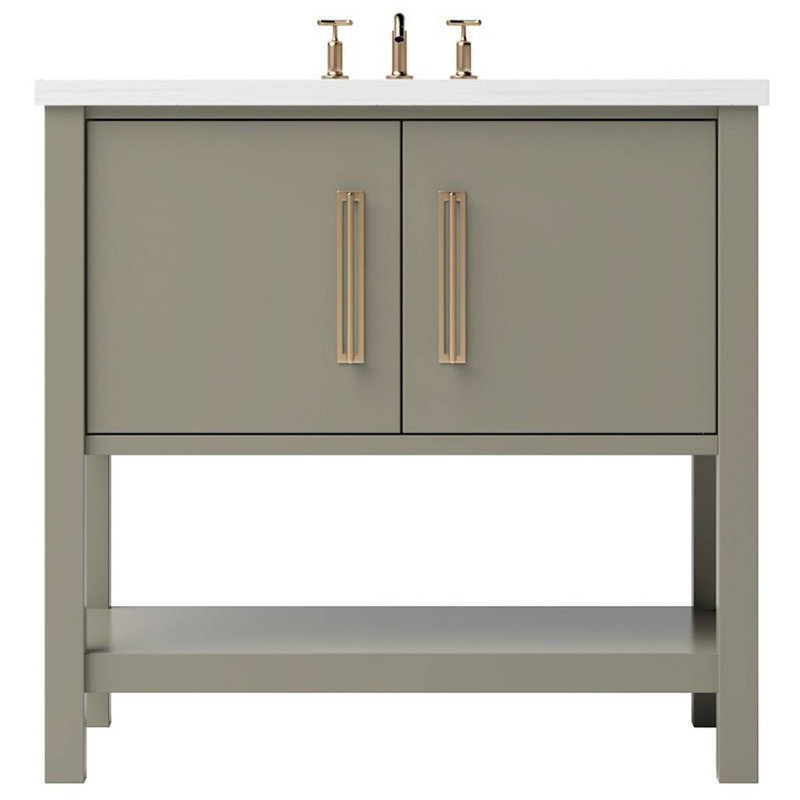 Kiawah Single Bath Vanity, 30", French Olive, Satin Gold