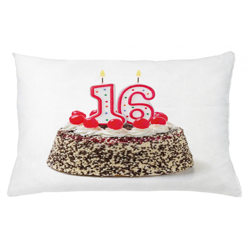Housse de coussin lombaire d’intérieur/d’extérieur seizième anniversaire, 16 po x 26 po