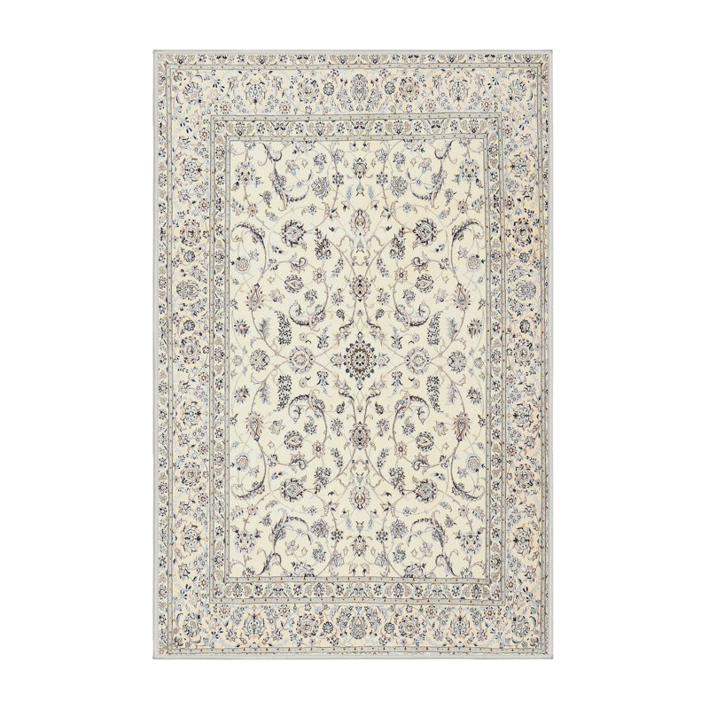 Tapis traditionnel beige / noir Gline, Rectangle 5 pi x 8 pi