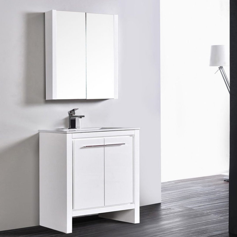 Artemis 30'' Single Bathroom Vanity with Ceramic Top, Glossy White
