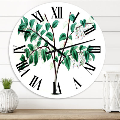 Vintage Green Leaves Plants I - Horloge murale traditionnelle