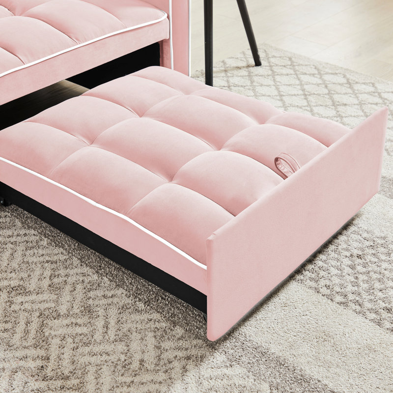 Mamedov Three-In-One Upholstered Folding Accent Chair, Pink