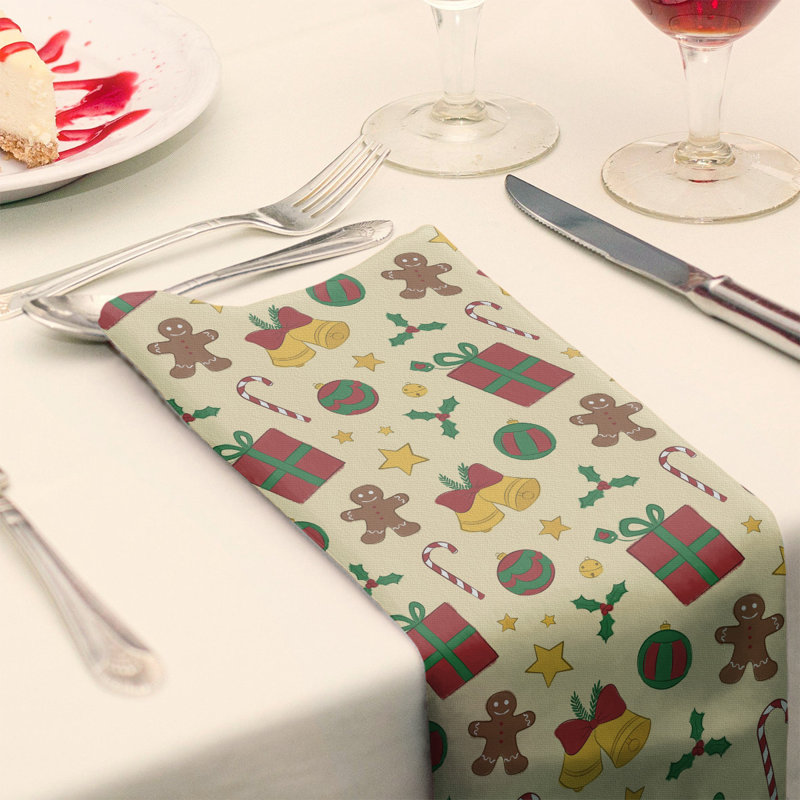 Serviette de noël fêter hol, 22 po x 22 po, Vert / Rouge, Coton