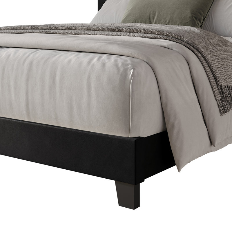 Mailiah Twin Upholstered Panel Bed, Black, Full