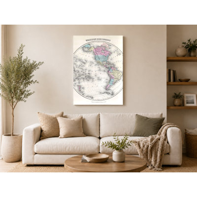 Western Hemisphere (1855) — Vintage Antique Map Canvas Wall Art