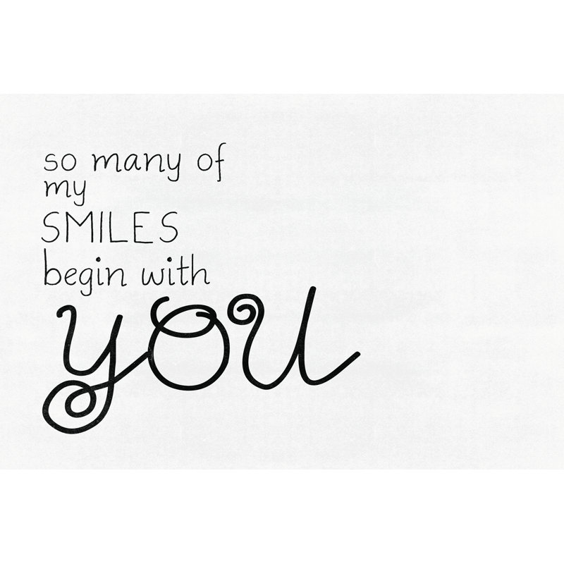 So Many Smiles Writing by Unknown - Wrapped Canvas Typography Print, 30cm H x 46cm W x 3.8cm D