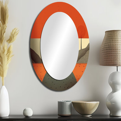 Minimalisme Solidate Landscape IV - Grand miroir mural ovale sur métal