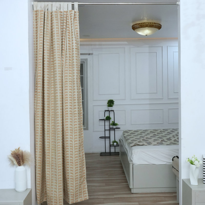 Rideaux de fenêtre bohème à motif géométrique en lin, L 100 po x L 144 po