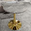 27.6" Round Marble-Effect Coffee Table with Dark Grey Textured Top and Gold Base