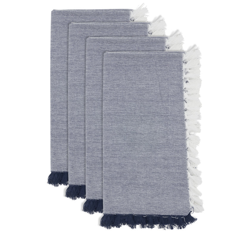 Serviettes décoratives en coton (ensemble de 4), Bleu
