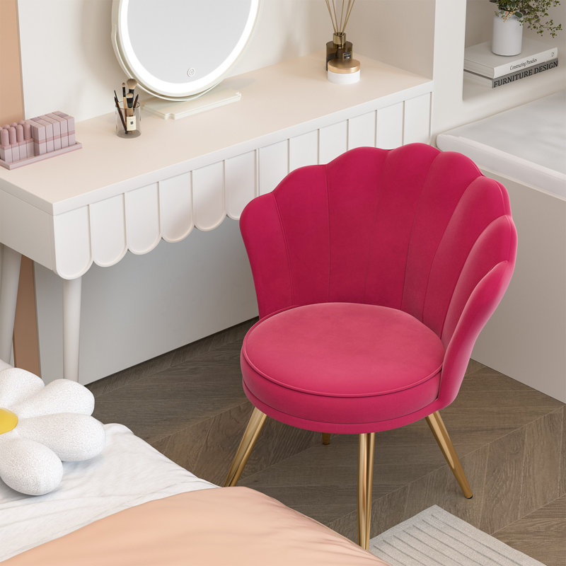 Back Velvet Accent Chair with Gold Legs, 18.5" Wide Upholstered Armchair with Padded Seat & Back – Modern Comfy Vanity Chair for Bedroom, Living Room, Makeup Room, Small Spaces