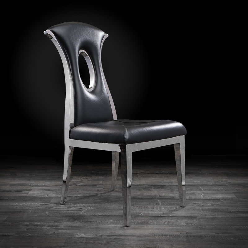 Chaise rembourrée, Noir / argent