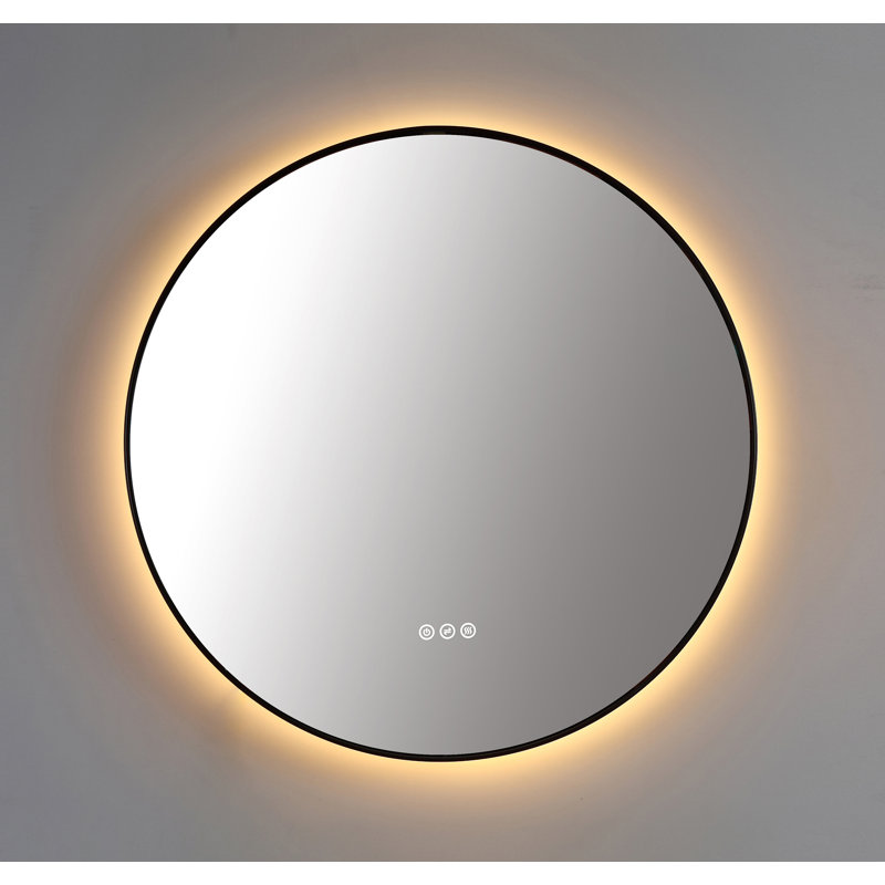 Shell LED Mirror, 29.52" x 29.52", Round, Matte Black