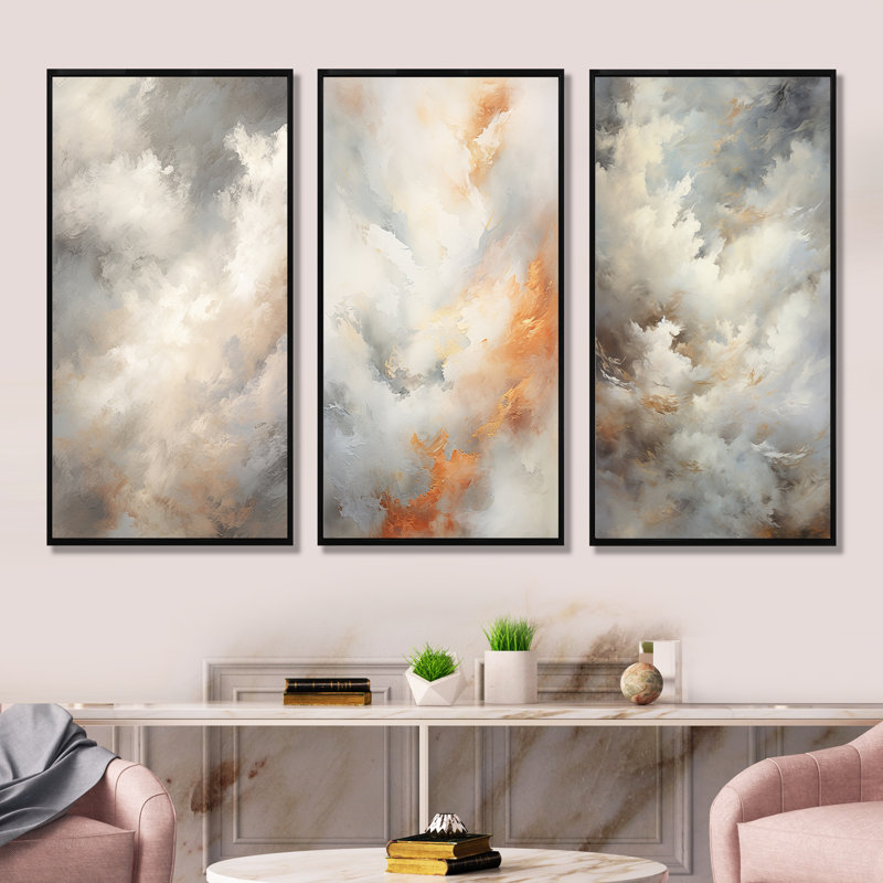 Horizon mystique des nuages gris, Cadre flottant noir, H 32 po x l 48 po