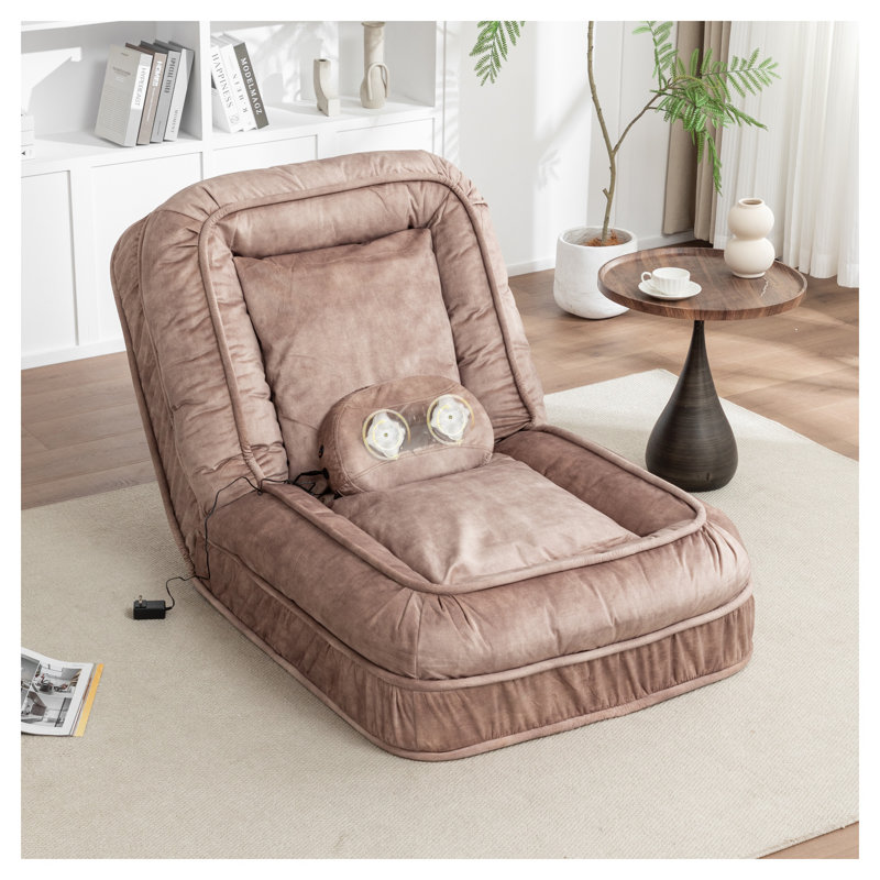 Lit de détente en velours avec dossier réglable et coussin de massage pour adultes et animaux de compagnie, Brown