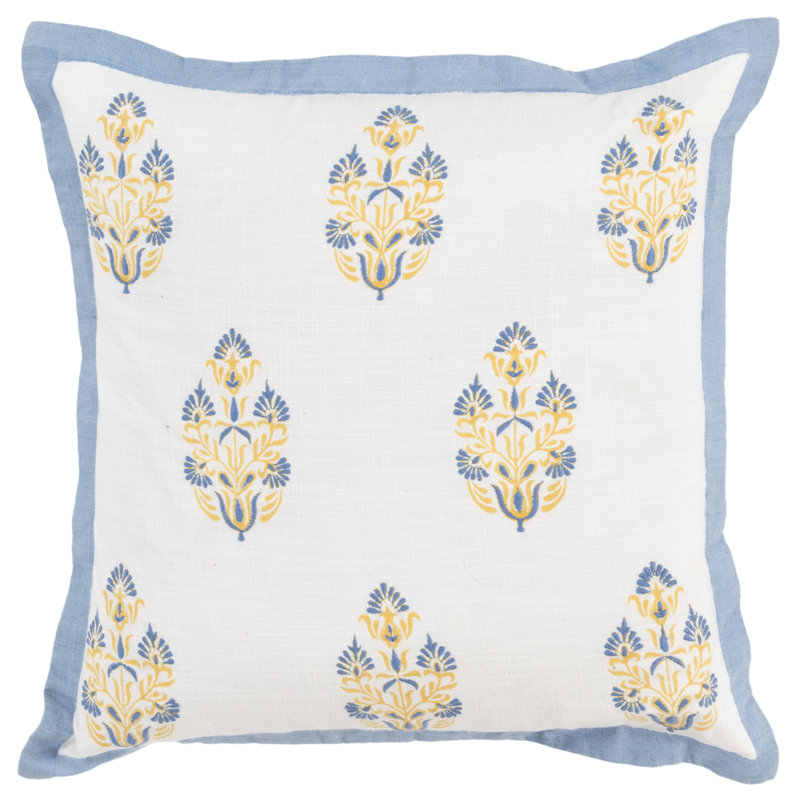 Embroidered Cotton Throw Pillow