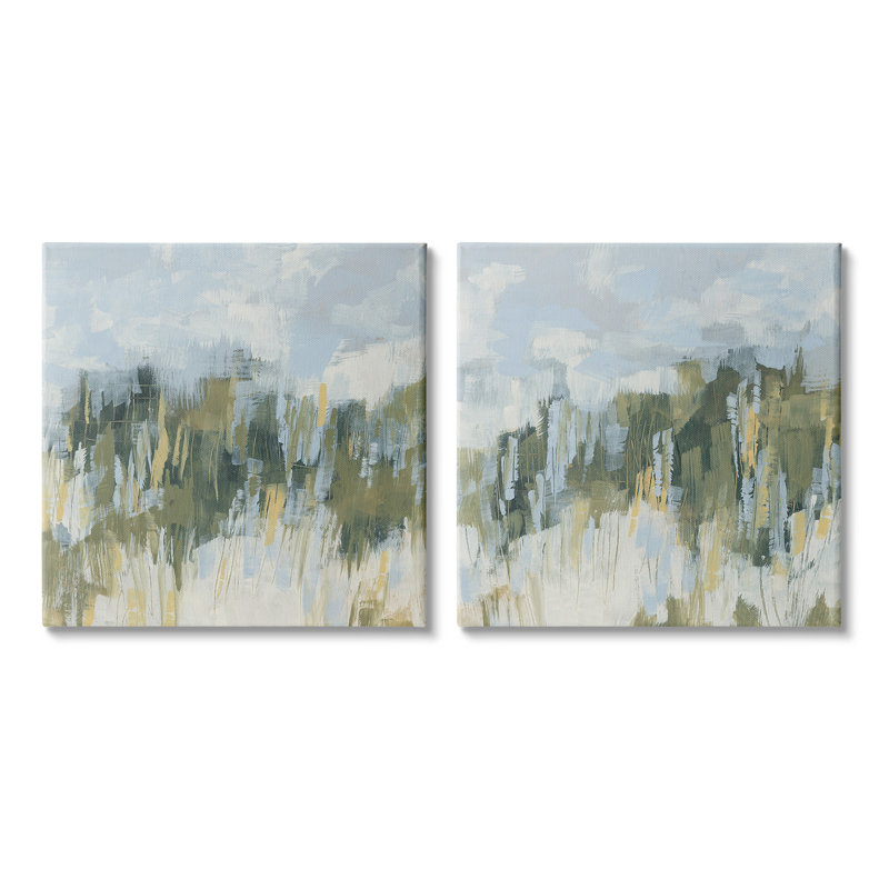 «Abstract Brushed Landscape Wrarap Canvas» par June Erica Vess, 2 pièces sur toile, H 17 po x l 17 po