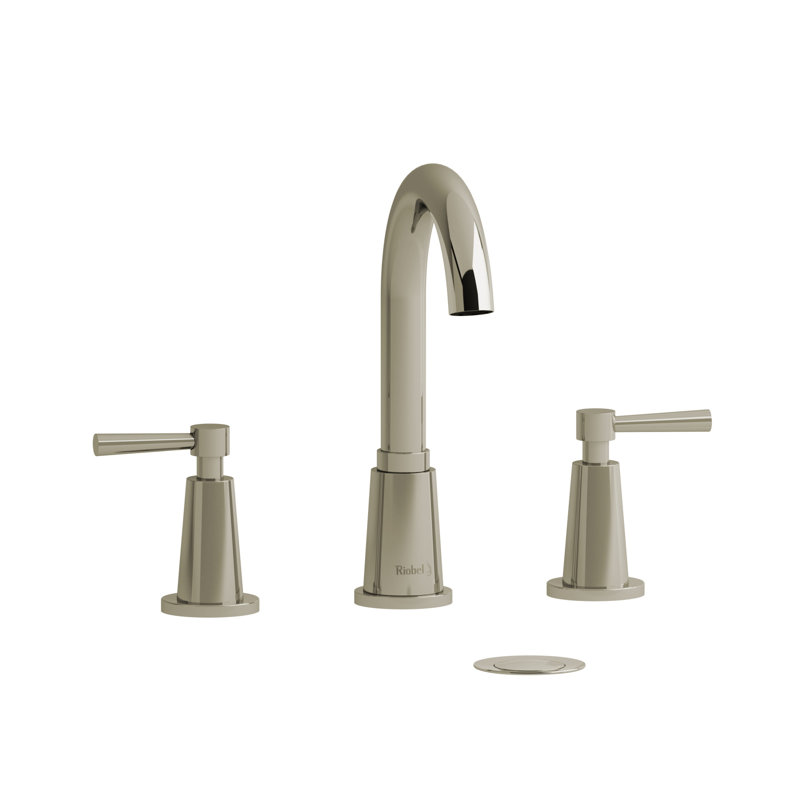 Robinet de salle de bain à large entraxe avec drain Pallace ™, Nickel poli