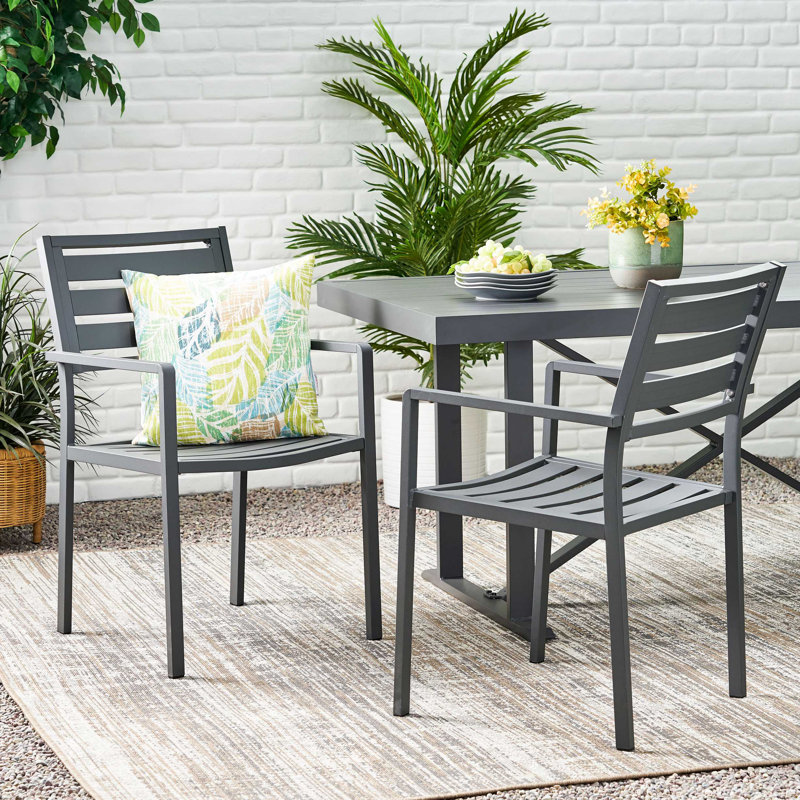 Ensemble de 2 chaises de cuisine d'extérieur en aluminium pour l'extérieur