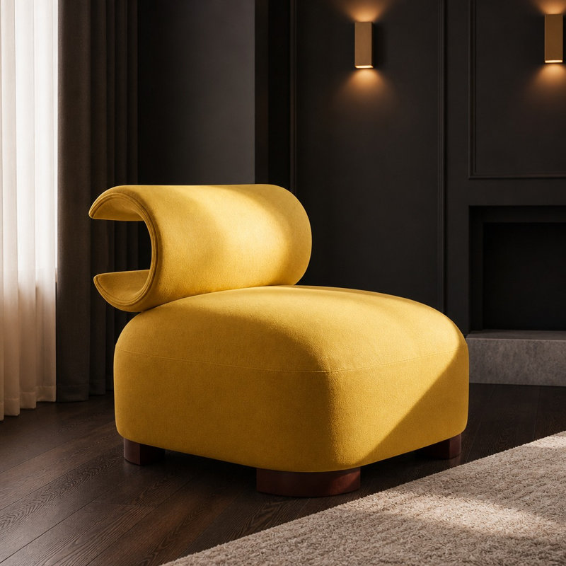 Chaise d'appoint moderne en polyester avec revêtement pour animaux de compagnie, siège rembourré spacieux, pieds en bois massif, conception de salon à profil bas