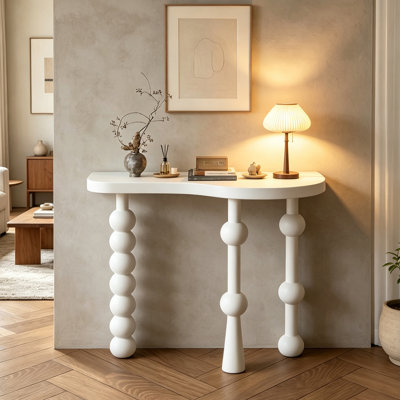 Mid-Century White Console Table