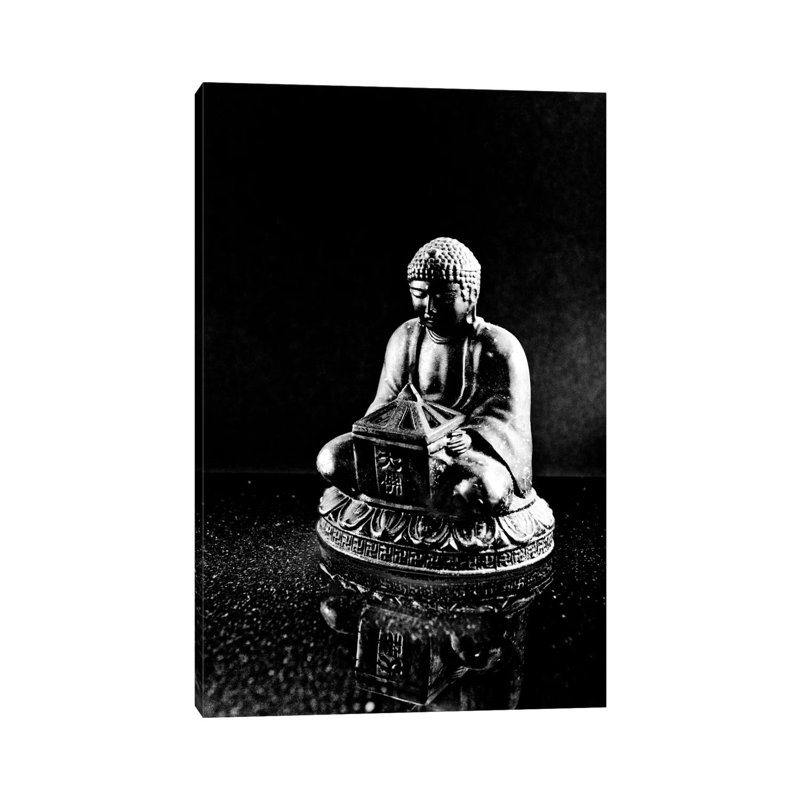 Stone Buddha Sculpture - Wrapped Canvas Print