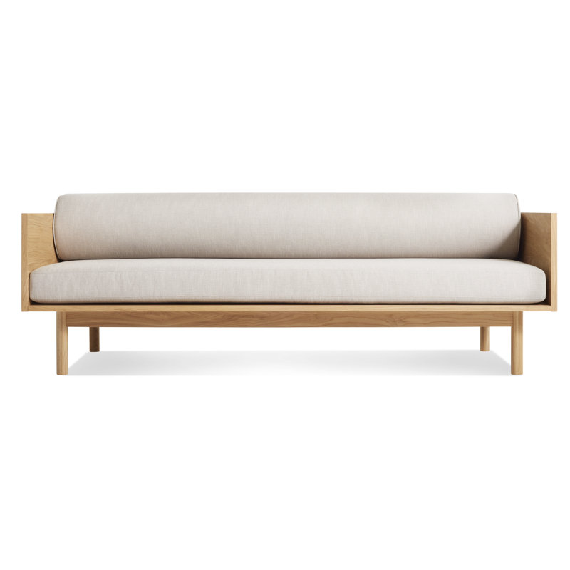 Souvenir Upholstered 87'' Sofa, Landa Stone, White Oak
