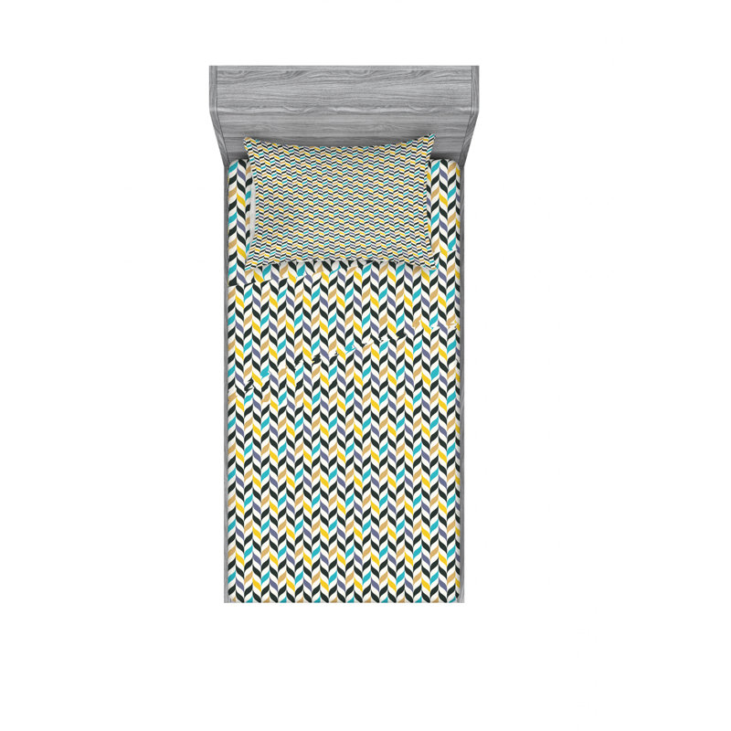 Ensemble de draps Curvy Lines, Ensemble de draps pour lit simple TG avec drap-hou