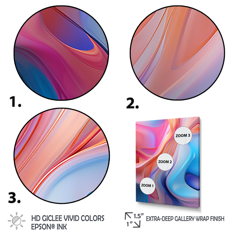 Art mural sur toile abstrait transitionnel bleu et rose II, Cadre flottant noir, H 20 po x l 12 po x P 1 po