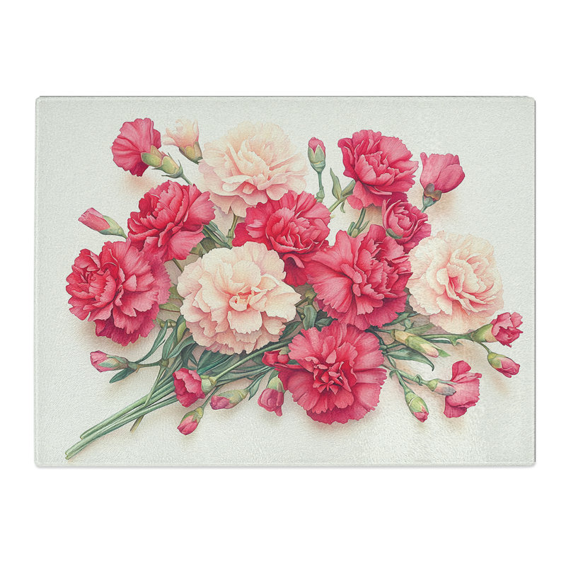 Carnation Flower Vol.5  Glass Chopping Board