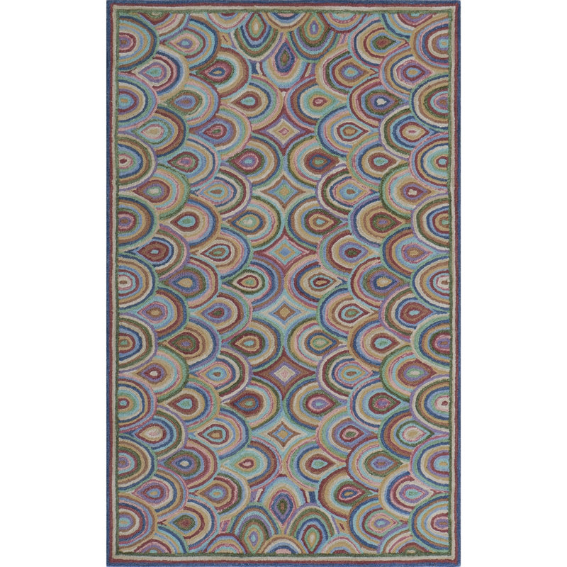 Rainbows Hand-Tufted Wool Area Rug, Rectangle 5' x 8'