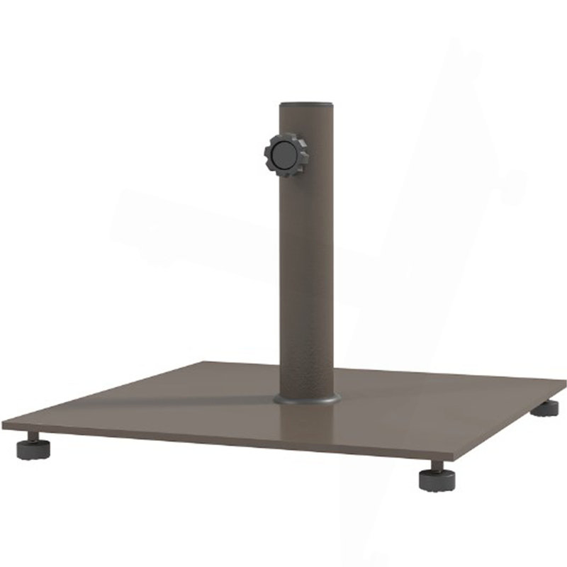 Base de support de parasol en métal, support de parasol de patio robuste avec patins réglables, base de parasol carrée, Brun